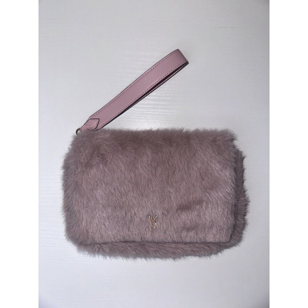 Victoria's Secret Blush Pink Faux Fur Tech Wallet Wristlet Phone Clutch